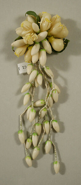 Wedding ensemble, Henri Bendel (American, founded 1895), silk, wax, silver, glass, American