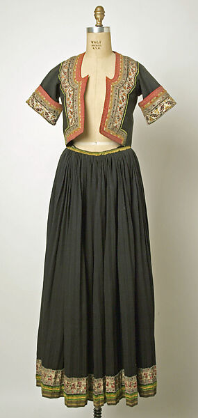 Wedding ensemble, (a, b) wool
(c, d, e, l) cotton
(f, g) silk
(o, p) leather, French, Brittany