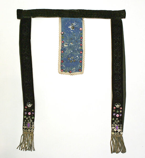 Wedding ensemble, (a, b) wool
(c, d, e, l) cotton
(f, g) silk
(o, p) leather, French, Brittany