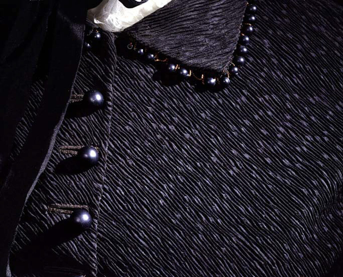 Mourning dress, silk, glass, French