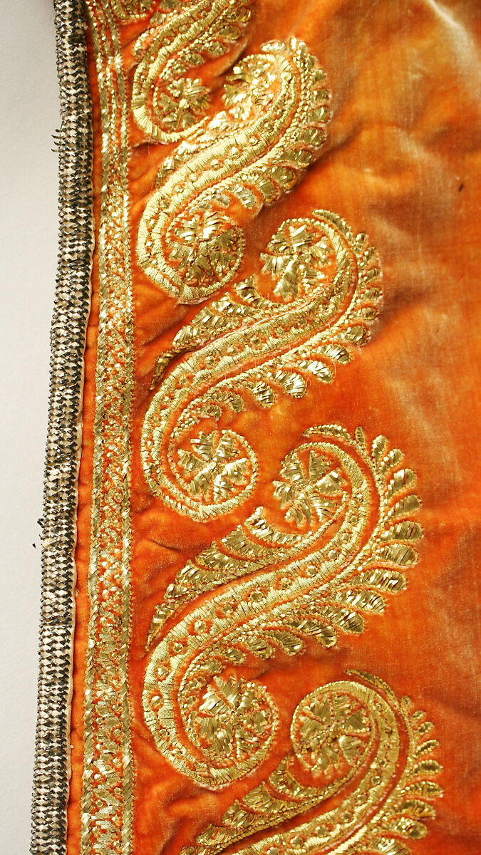 Court train, silk, metal thread, French