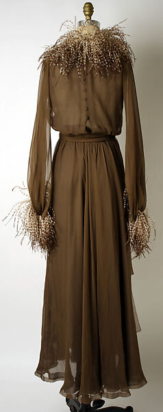 Evening dress, Yves Saint Laurent (French, founded 1961), silk, feathers, French