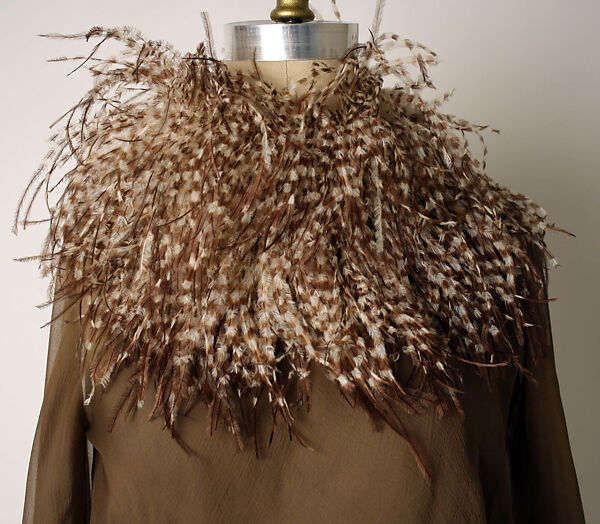 Evening dress, Yves Saint Laurent (French, founded 1961), silk, feathers, French