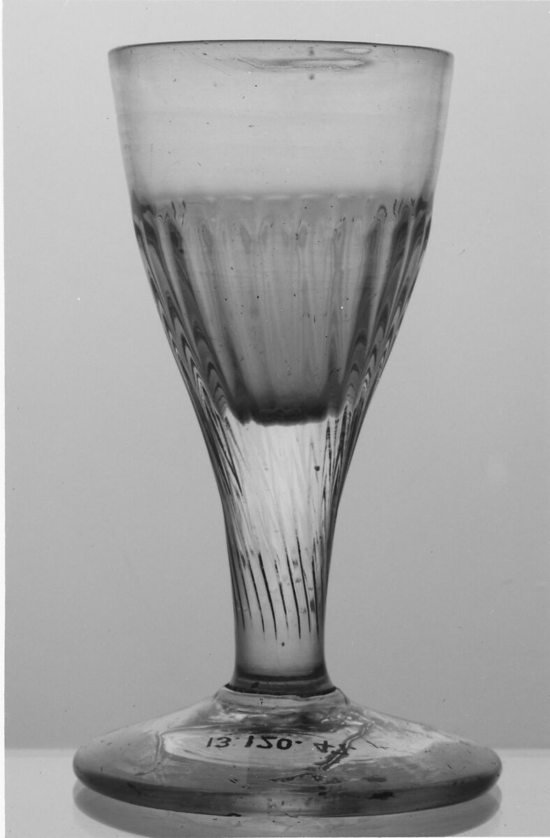 Wine Glass, Blown pattern-molded lead glass, American, possibly 