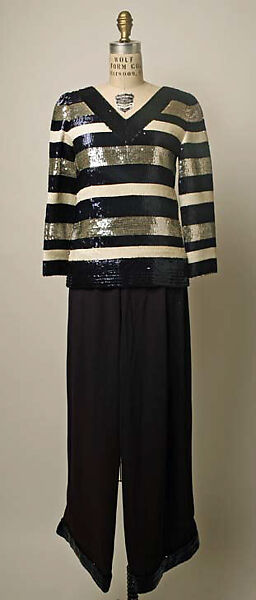 Evening ensemble, Yves Saint Laurent (French, founded 1961), silk, plastic, French 