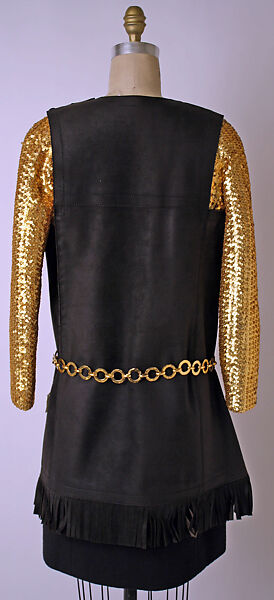 Dress, Yves Saint Laurent (French, founded 1961), leather, silk, plastic, wool, metal, French