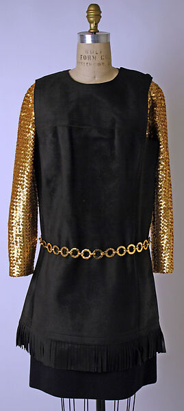Dress, Yves Saint Laurent (French, founded 1961), leather, silk, plastic, wool, metal, French 