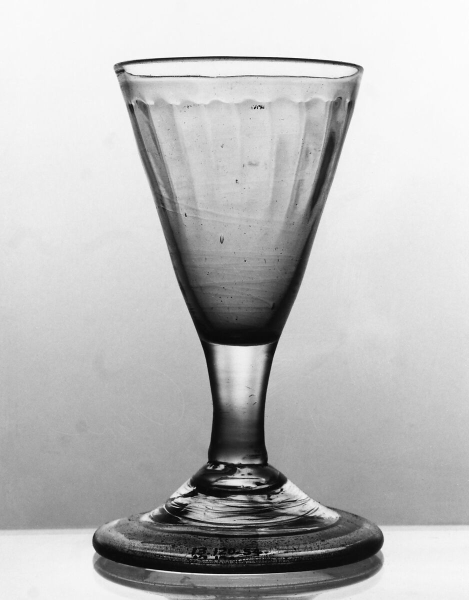 Wine Glass, Blown pattern-molded glass, American or British 