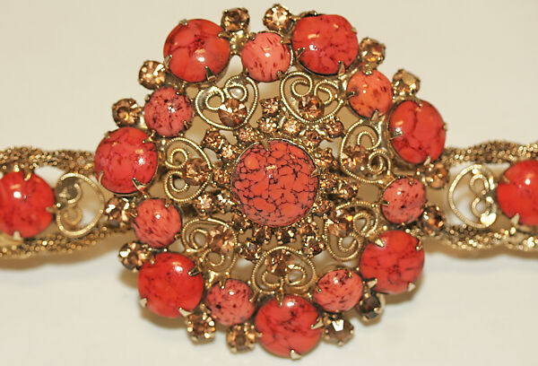 Belt, Yves Saint Laurent (French, founded 1961), metal, glass, French