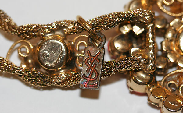 Belt, Yves Saint Laurent (French, founded 1961), metal, glass, French