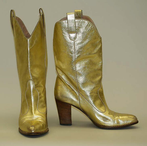 Cowboy boots, Yves Saint Laurent (French, founded 1961), leather, French 