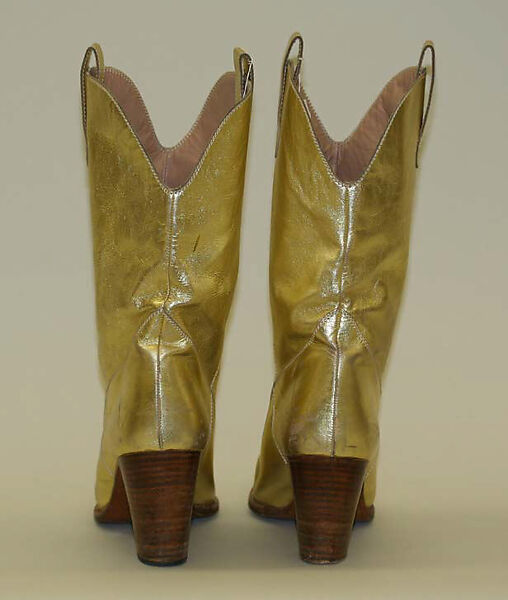 Cowboy boots, Yves Saint Laurent (French, founded 1961), leather, French