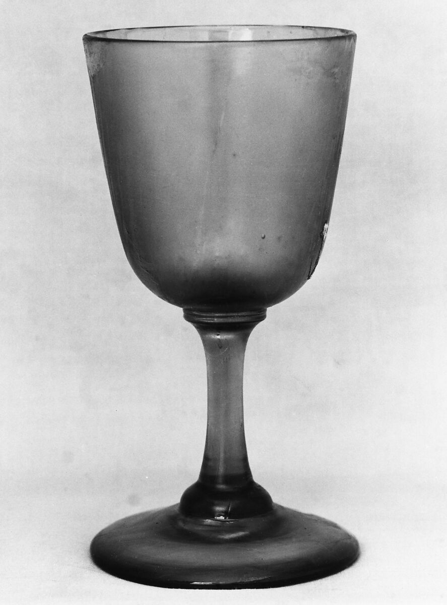 Wine Glass, Free-blown blue glass 