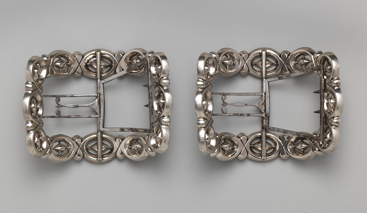 Shoe buckles, metal, paste, British