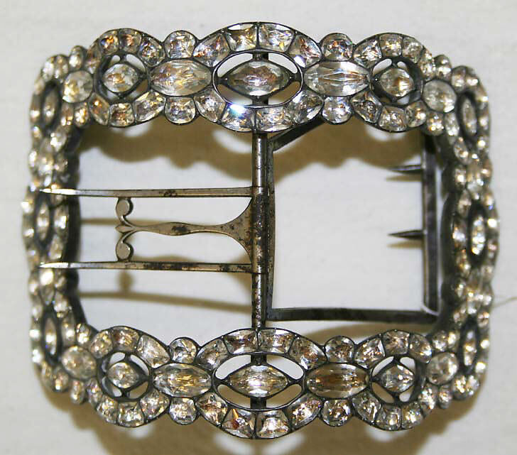 Shoe buckles, metal, paste, British