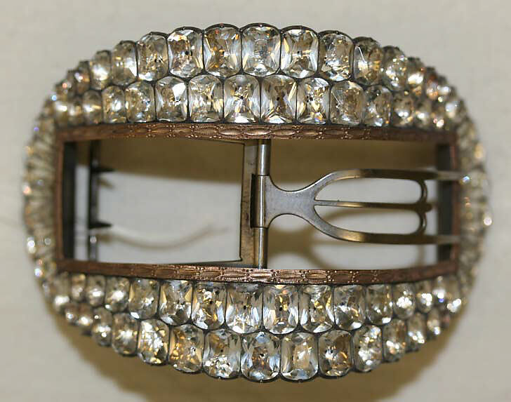 Shoe buckles, metal, paste, British