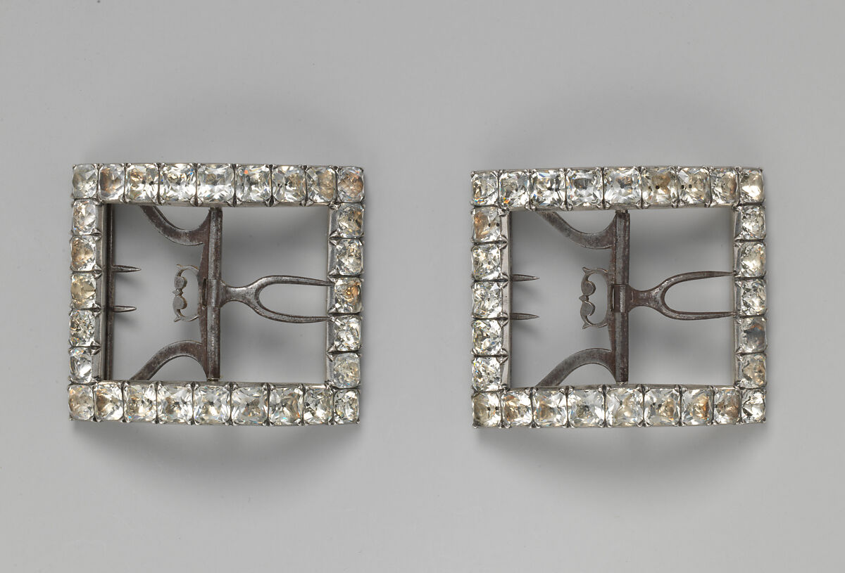 Shoe buckles, metal, paste, British