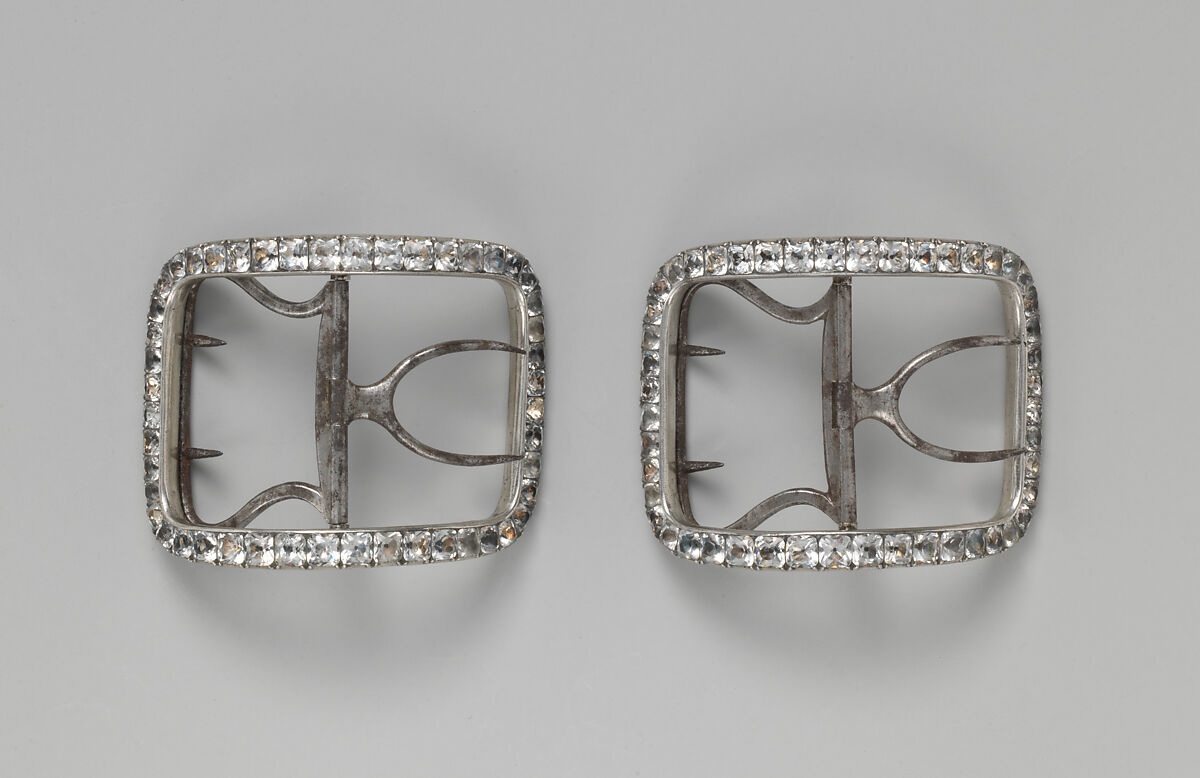 Shoe buckles, paste, metal, British