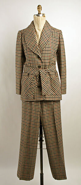 Pantsuit, Kasper (American, born 1926), wool, leather, American 