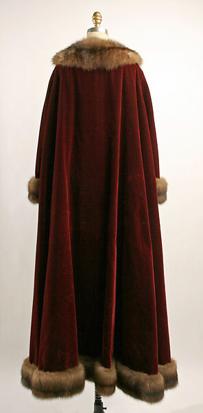 Evening coat, Emeric Partos, silk, fur, American