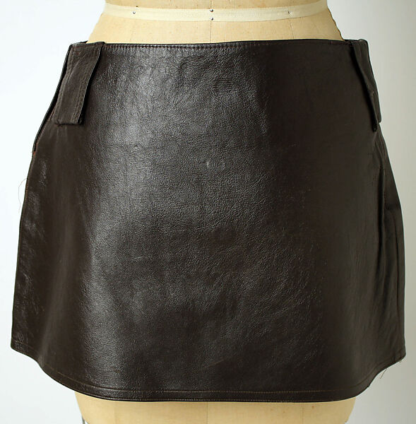 Skirt, Paraphernalia (American, 1965–late 1970s), leather, brass, American