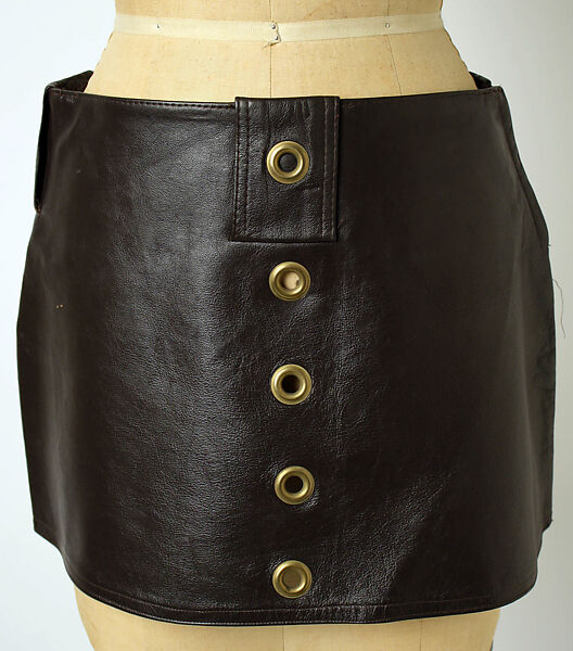 Skirt, Paraphernalia (American, 1965–late 1970s), leather, brass, American 
