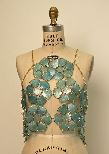 Vest, Eliane Schenk, shells, metal, French 