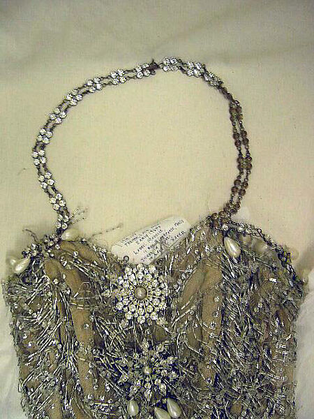 Theatrical costume, cotton, glass, plastic, metal, French