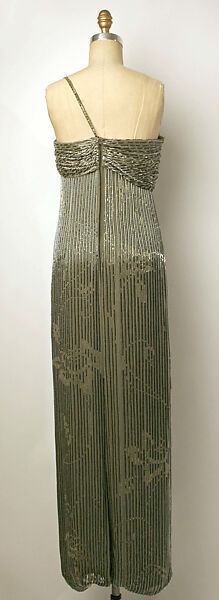 Evening dress, Tracy Mills, silk, plastic, American