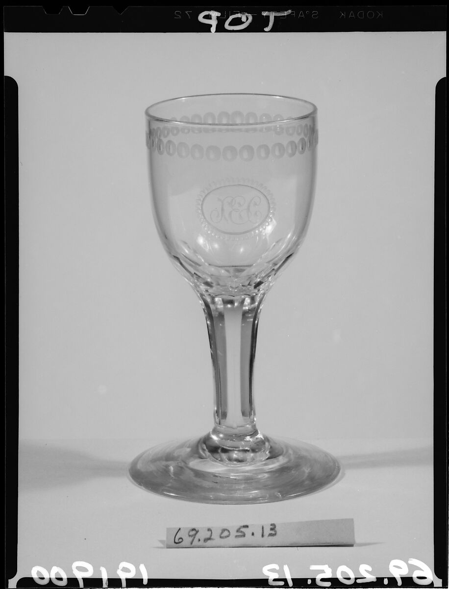 Wineglass, Blown and cut glass, American 
