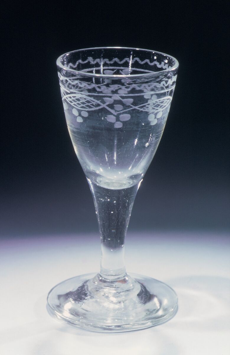 Wine Glass, Non-lead glass with engraved decoration 