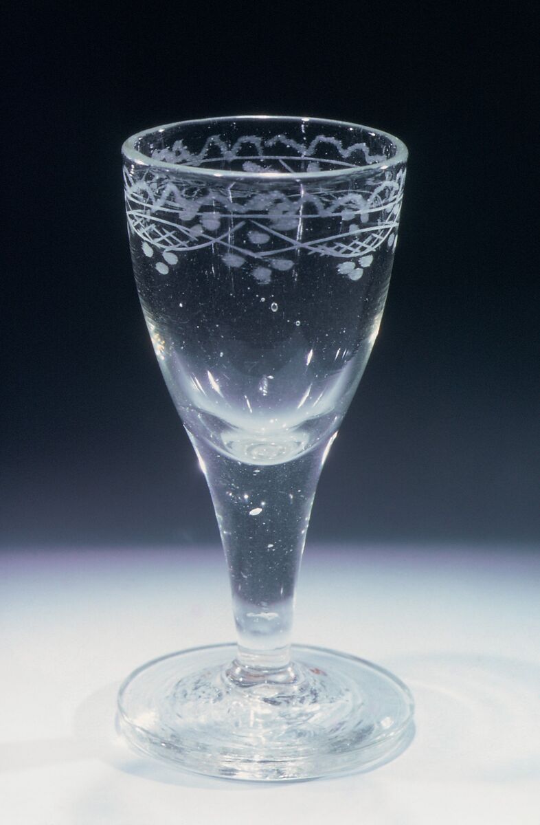 Wine Glass, Non-lead glass with engraved decoration 