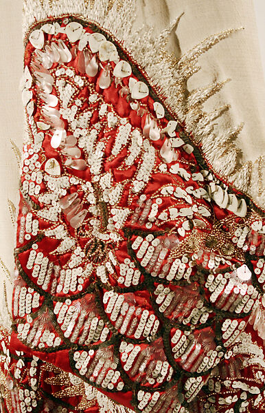 Evening coat, silk, plastic, glass, French