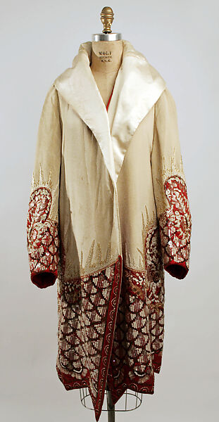 Evening coat, silk, plastic, glass, French 