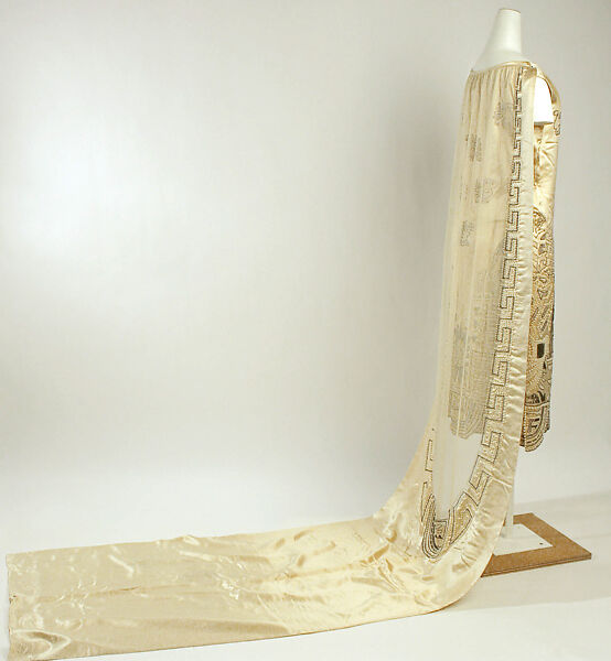 Wedding ensemble, silk, glass, linen, wax, American