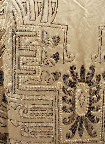 Wedding ensemble, silk, glass, linen, wax, American