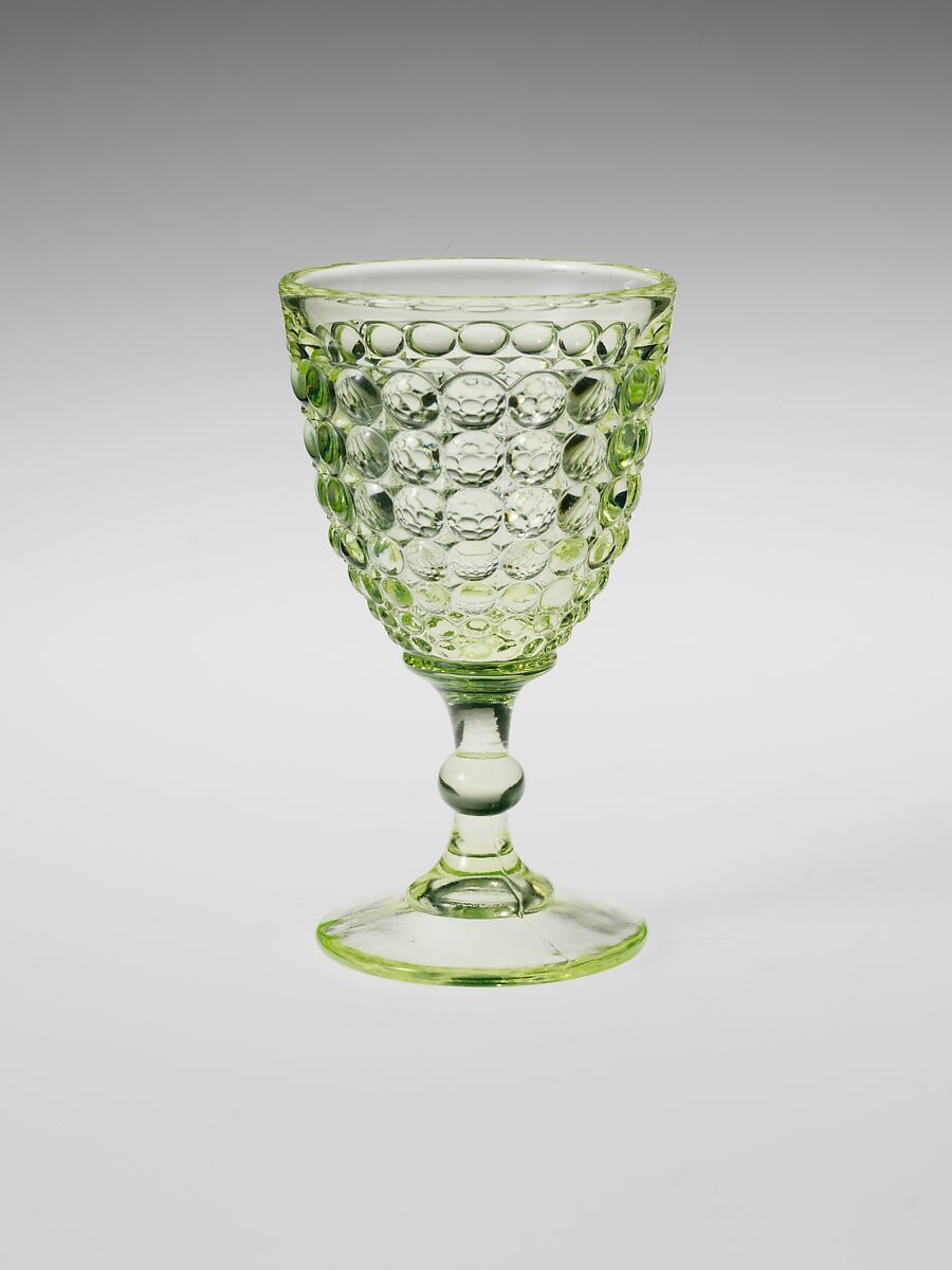 Wine Glass, Adams and Company, Pressed yellow glass, American 