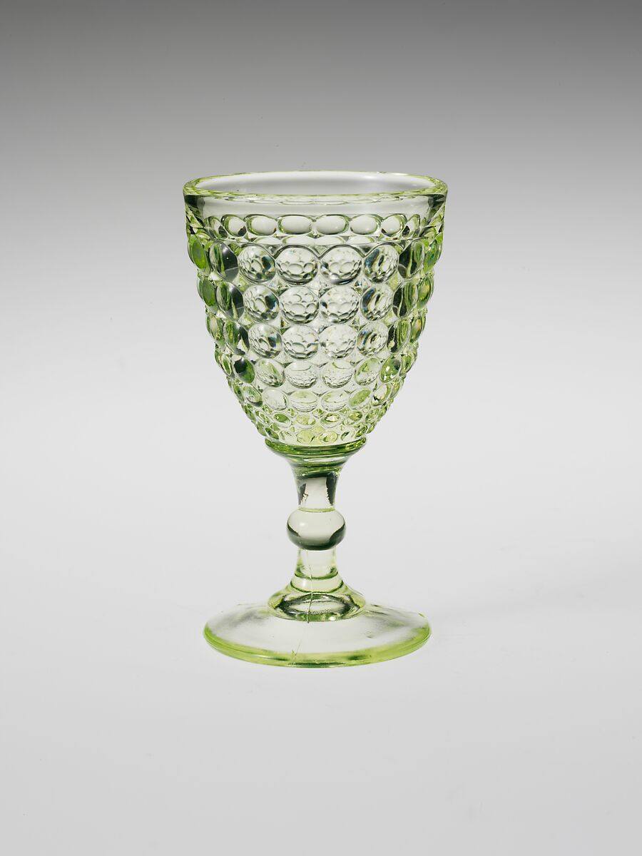 Wine Glass, Adams and Company, Pressed yellow glass, American 