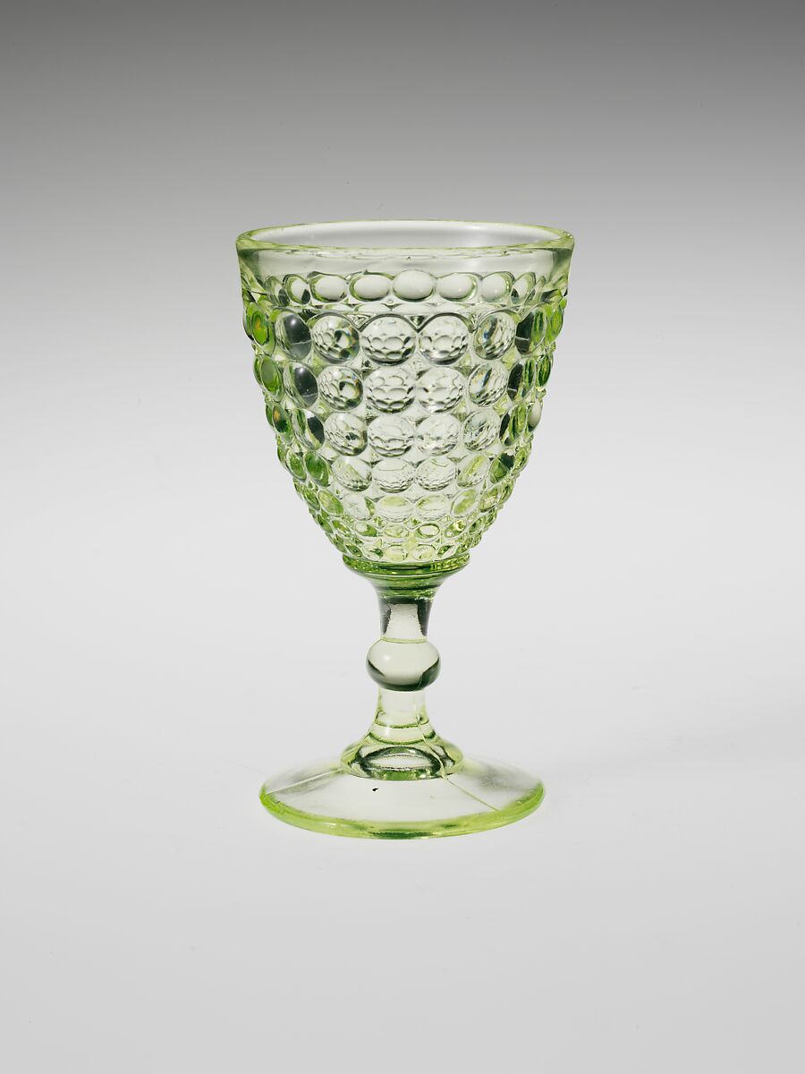 Wine Glass, Adams and Company, Pressed yellow glass, American 