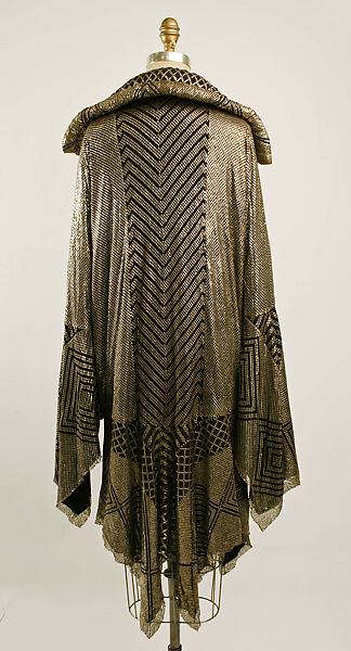 Evening coat, cotton, metallic thread, French