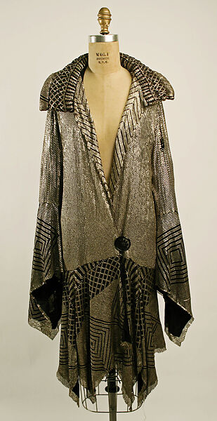 Evening coat, cotton, metallic thread, French 