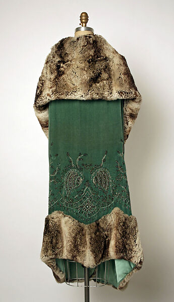 Evening wrap, Jenny (French, 1909–1937), silk, fur, glass, French