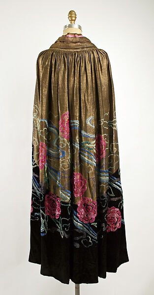 Evening cape, silk, glass, probably French