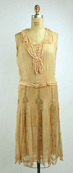 Afternoon dress, silk, cotton, mother-of-pearl, French 