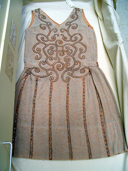 Evening dress, Attributed to Premet (French, ca. 1911–1932), silk, glass, French