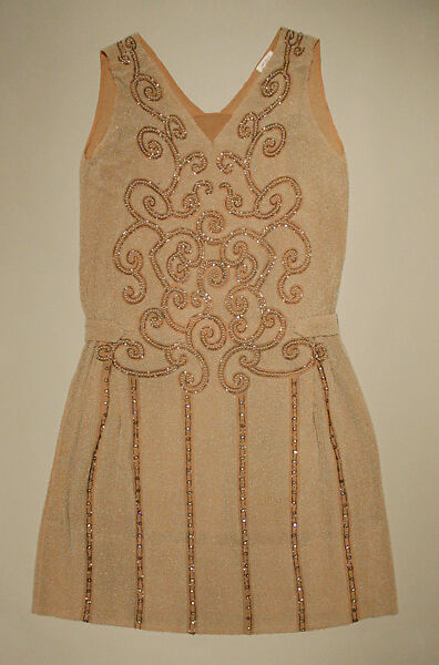 Evening dress, Attributed to Premet (French, ca. 1911–1932), silk, glass, French