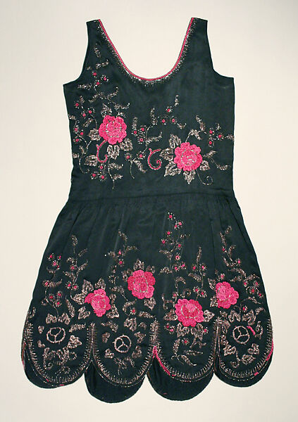 Evening dress, silk, glass, American or European