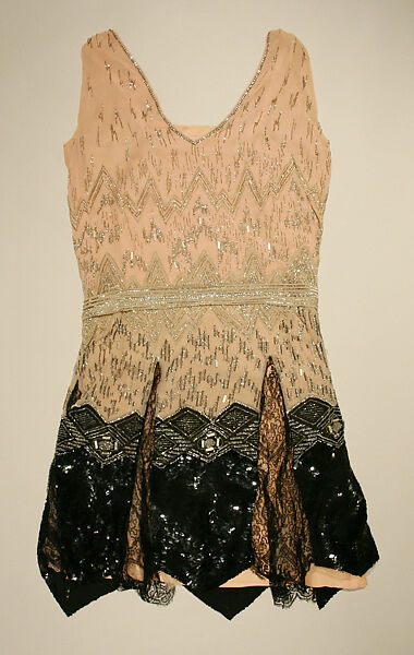 Evening dress, silk, beads, French