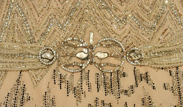 Evening dress, silk, beads, French