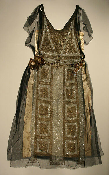 Evening dress, Bergdorf Goodman (American, founded 1899), silk, cotton, glass, metallic thread, American 